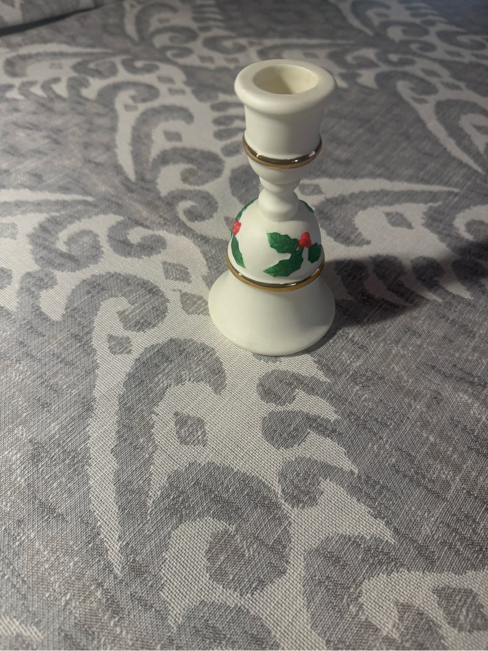 Partylite Christmas Holiday Holly Bell Candle Holder with Gold Trim